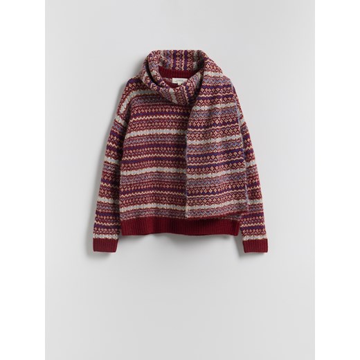 Reserved - Sweter z szalem - wielobarwny ze sklepu Reserved w kategorii Swetry damskie - zdjęcie 187318210