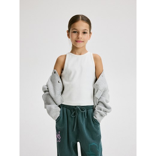 Reserved - Bawełniany top - złamana biel Reserved 134/140 (8-9 lat) okazja Reserved
