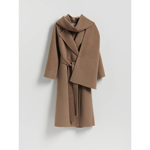 Reserved - Płaszcz handmade z odpinanym szalem - beżowy ze sklepu Reserved w kategorii Płaszcze damskie - zdjęcie 187318342