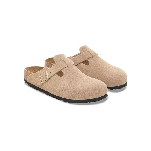 Birkenstock Skórzane chodaki &quot;Boston Leve&quot; w kolorze beżowym 43 promocyjna cena Limango Polska