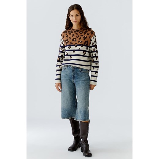 Oui Sweter w kolorze kremowo-granatowo-karmelowym ze sklepu Limango Polska w kategorii Swetry damskie - zdjęcie 187319371