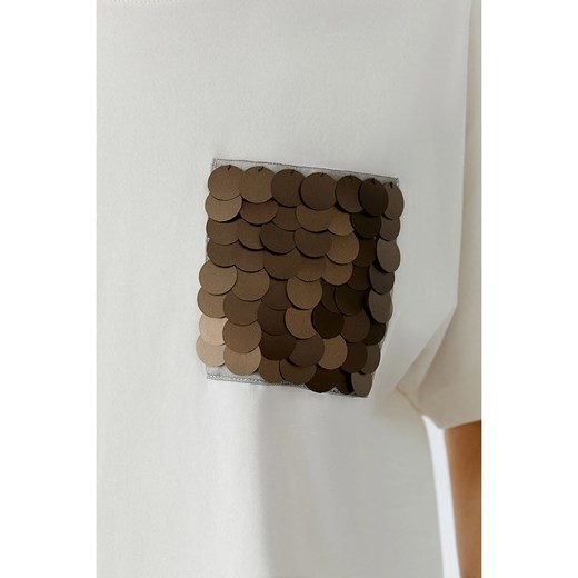 Oui Koszulka w kolorze kremowym 38 okazyjna cena Limango Polska