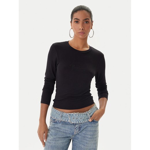 Juicy Couture Bluzka Slub JCWCT225312 Czarny Slim Fit ze sklepu MODIVO w kategorii Bluzki damskie - zdjęcie 187319784