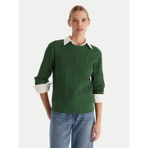 Tommy Hilfiger Sweter Fine WW0WW44993 Zielony Regular Fit ze sklepu MODIVO w kategorii Swetry damskie - zdjęcie 187319883