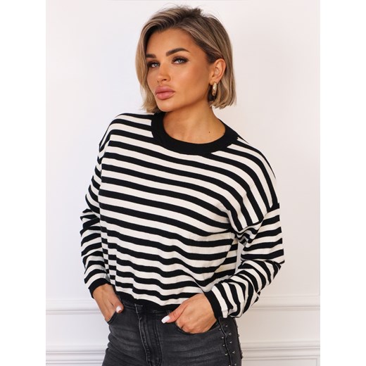 SWETEREK OVERSIZE W BIAŁO- CZARNE PASKI - id: 20598 - marki Olika - 187320831 SWETEREK OVERSIZE W BIAŁO- CZARNE PASKI ze sklepu olika.com.pl w kategorii Swetry damskie - zdjęcie 187320831
