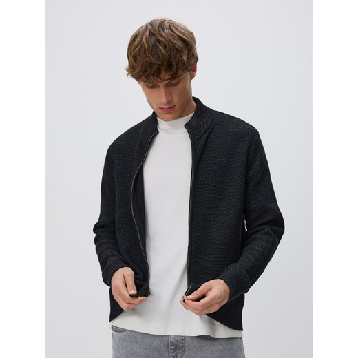 Reserved - Rozpinany sweter ze stójką - czarny ze sklepu Reserved w kategorii Swetry męskie - zdjęcie 187322232