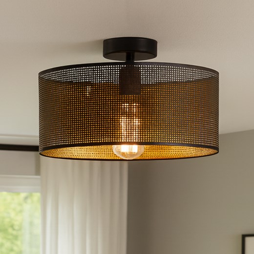 Czarny plafon sufitowy WENECJA AŻUR fi - 40 cm - kolor czarny ze sklepu Lysne w kategorii Lampy sufitowe - zdjęcie 187322412