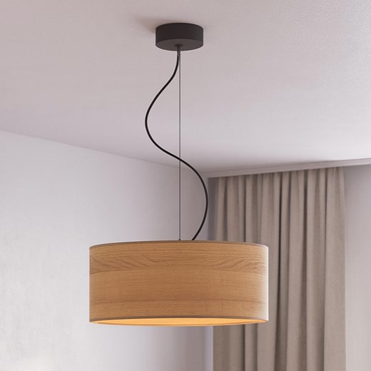 Designerska lampa wisząca do salonu HAJFA ECO fi - 40 cm - kolor dąb sonoma ze sklepu Lysne w kategorii Lampy wiszące - zdjęcie 187322414