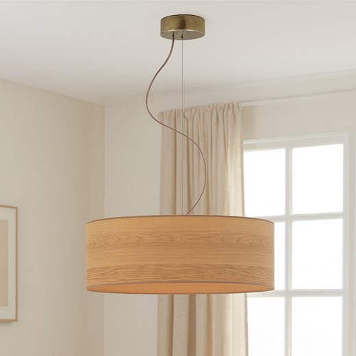 Nowoczesna lampa wisząca nad stół z abażurem PVC HAJFA ECO fi - 50 cm - kolor dąb sonoma ze sklepu Lysne w kategorii Lampy wiszące - zdjęcie 187322424