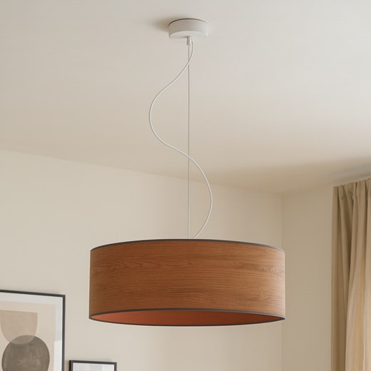 Abażurowa lampa wisząca do salonu w stylu scandi HAJFA ECO fi - 50 cm - kolor kasztanowy ze sklepu Lysne w kategorii Lampy wiszące - zdjęcie 187322430