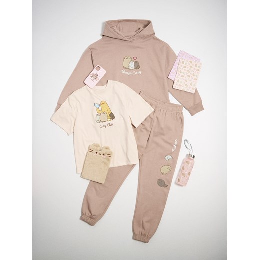 Sinsay - Bluza hoodie Pusheen the Cat - brązowy Sinsay 158 (12-13 l) Sinsay