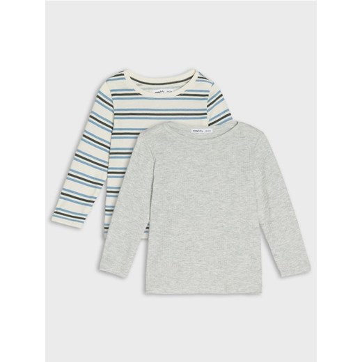 Sinsay - Bawełniana koszulka 2 pack - kremowy ze sklepu Sinsay w kategorii Kaftaniki i bluzki - zdjęcie 187322592