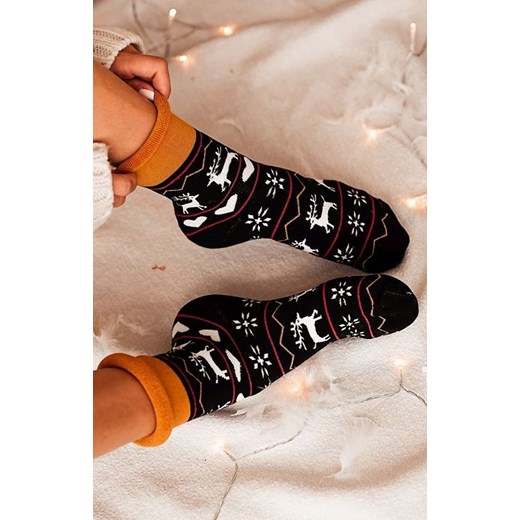 Świąteczne skarpetki damskie czarno-karmelowe Caribou, Kolor karmelowo-czarny, Rozmiar uniwersalny, Fiore ze sklepu Primodo w kategorii Skarpetki damskie - zdjęcie 187322743
