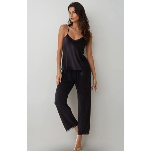 Piżama damska na ramiączkach i z długimi spodniami PURE DREAM, Kolor czarny, Rozmiar S, PURE SIN ze sklepu Primodo w kategorii Piżamy damskie - zdjęcie 187322890