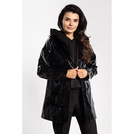 Awama Płaszcz przeciwdeszczowy w kolorze czarnym ze sklepu Limango Polska w kategorii Kurtki damskie - zdjęcie 187323353