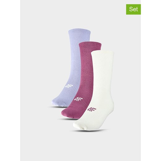 4F Skarpety (3 pary) w kolorze jagodowym, błękitnym i białym 39-42 okazja Limango Polska