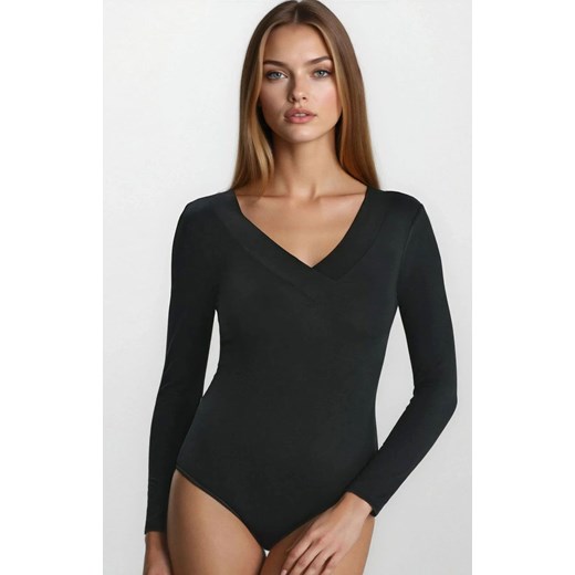 Klasyczne czarne body z dekoltem w serek Ossie 2438, Kolor czarny, Rozmiar L, Teyli ze sklepu Intymna w kategorii Bluzki damskie - zdjęcie 187323784