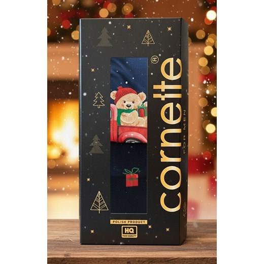 2-pack świąteczne bokserki i skarpetki męskie Gift 914/01, Kolor granatowy-wzór, Rozmiar 2XL, Cornette ze sklepu Intymna w kategorii Majtki męskie - zdjęcie 187323910