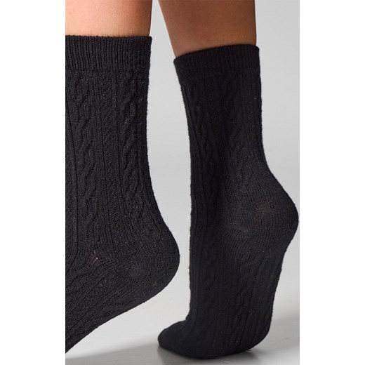 2-pack czarne skarpetki damskie z fakturą warkocza WC28 Velvet, Kolor czarny, Rozmiar 36-40, LEGS ze sklepu Intymna w kategorii Skarpetki damskie - zdjęcie 187324391