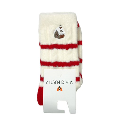 Ciepłe świąteczne Skarpety YN5034 Chatka, Kolor ecru-czerwony, Rozmiar uniwersalny, Magnetis ze sklepu Intymna w kategorii Skarpetki damskie - zdjęcie 187324402