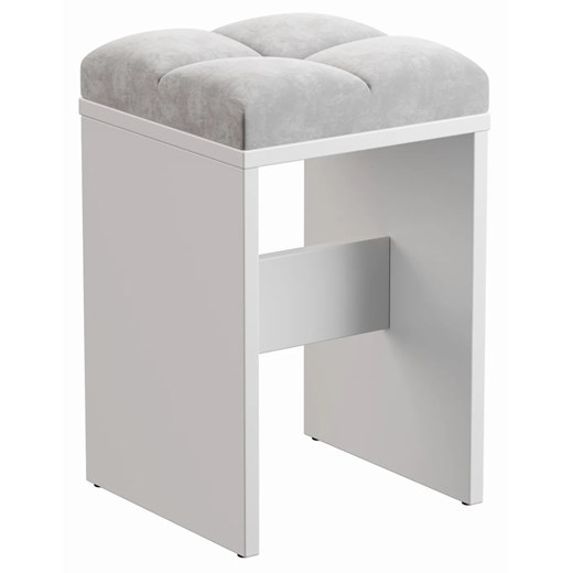 Biały taboret z szarym welurowym siedziskiem  F1-W62 ze sklepu Edinos.pl w kategorii Komody - zdjęcie 187324722