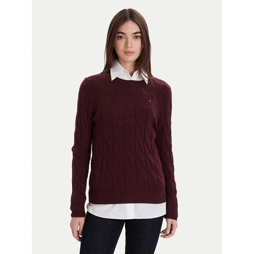 Tommy Hilfiger Sweter WW0WW43586 Bordowy Regular Fit ze sklepu MODIVO w kategorii Swetry damskie - zdjęcie 187325052
