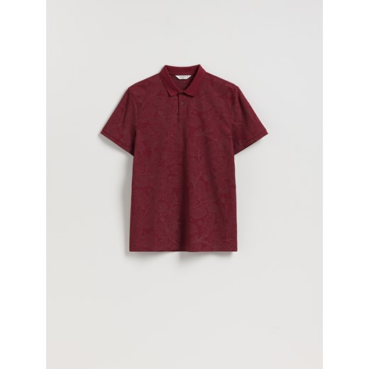 Reserved - Koszulka polo ze świątecznym wzorem - bordowy ze sklepu Reserved w kategorii T-shirty męskie - zdjęcie 187325643