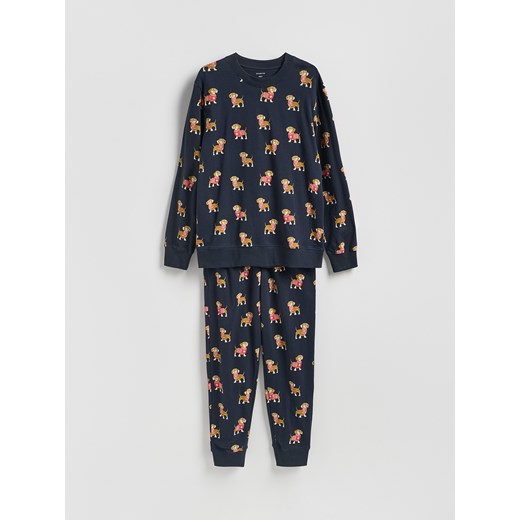 Reserved - Dwuczęściowa piżama ze świątecznym motywem - granatowy ze sklepu Reserved w kategorii Piżamy męskie - zdjęcie 187327372