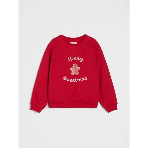 Sinsay - Bluza crewneck z motywem świątecznym - czerwony Sinsay 104 (3-4 l) Sinsay