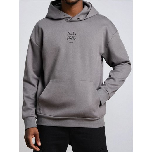 Sinsay - Bluza hoodie z haftem - szary ze sklepu Sinsay w kategorii Bluzy męskie - zdjęcie 187327694