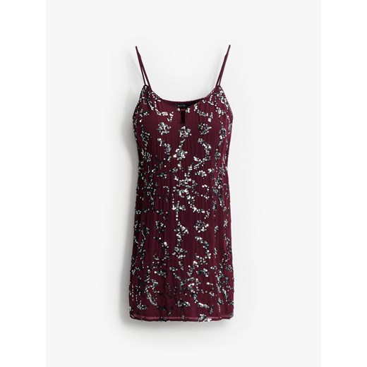 Mohito - Cekinowa sukienka mini - mahoń - id: 322GV-93X - marki Mohito - 187327901 Mohito - Cekinowa sukienka mini - mahoń ze sklepu Mohito w kategorii Sukienki - zdjęcie 187327901