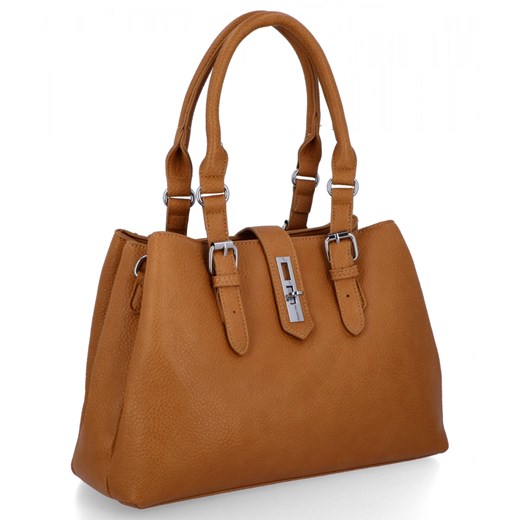 Elegacka Torebka Damska 3 Komory firmy Herisson 22R527 Musztardowa ze sklepu PaniTorbalska w kategorii Kuferki - zdjęcie 187328560