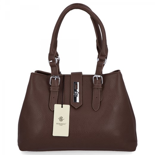 Elegacka Torebka Damska 3 Komory firmy Herisson 22R527 Czekoladowa Herisson One Size wyprzedaż PaniTorbalska