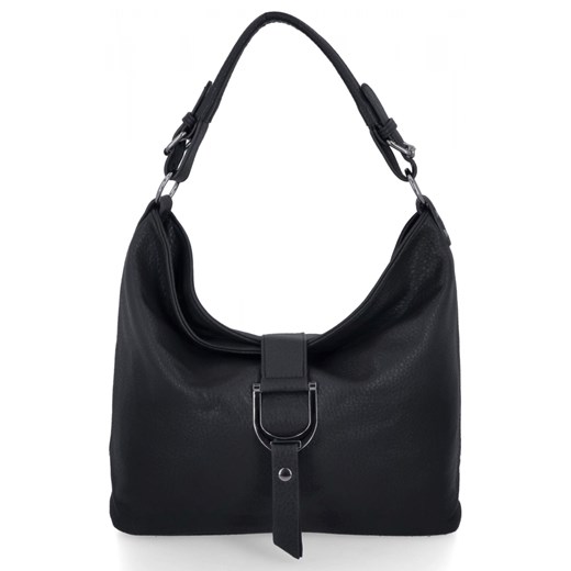 Klasyczna Torebka Damska Na Ramię firmy Herisson 16B376 Czarna ze sklepu PaniTorbalska w kategorii Torebki hobo - zdjęcie 187328712