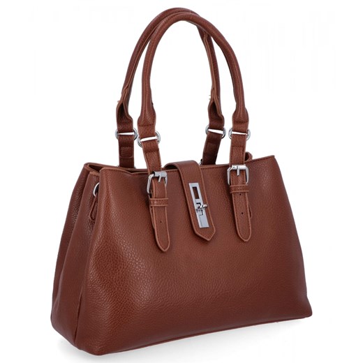 Elegacka Torebka Damska 3 Komory firmy Herisson 22R527 Brązowa ze sklepu PaniTorbalska w kategorii Kuferki - zdjęcie 187328801