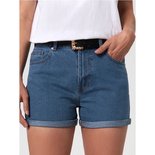 Sinsay - Szorty jeansowe mom high waist - granatowy ze sklepu Sinsay w kategorii Szorty - zdjęcie 187329190