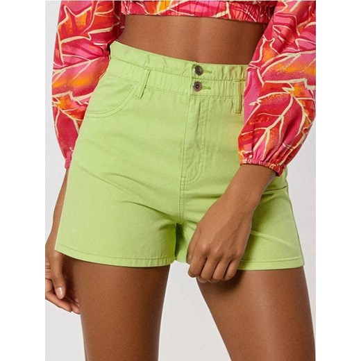 Sinsay - Szorty paperbag high waist - zielony ze sklepu Sinsay w kategorii Szorty - zdjęcie 187329191