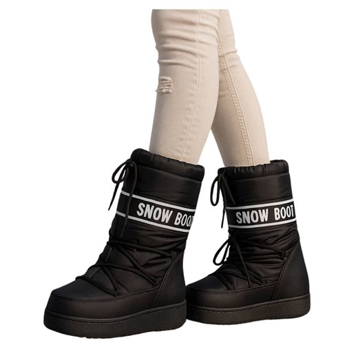 Czarne wysokie kozaki śniegowce damskie /A9-1 18462 T235/ 35/36 Pantofelek24.pl