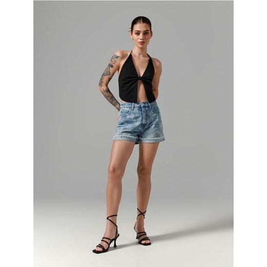 Sinsay - Szorty jeansowe ze wzorem - niebieski ze sklepu Sinsay w kategorii Szorty - zdjęcie 187329443
