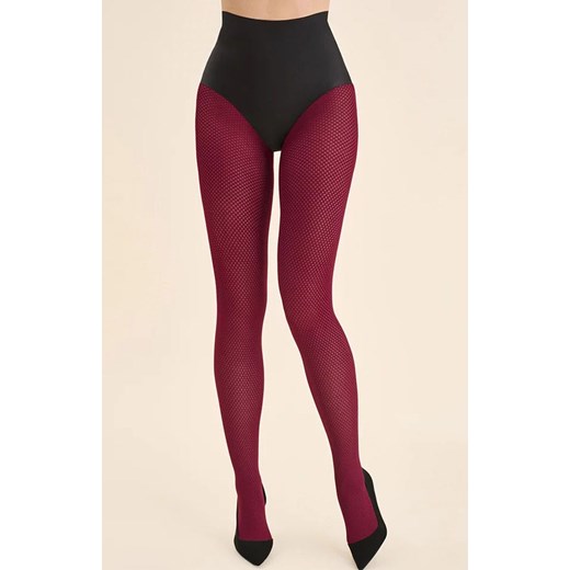 Żakardowe rajstopy z efektem siateczki bordowe Galia 80 DEN, Kolor bordowy, Rozmiar 2, Gabriella ze sklepu Primodo w kategorii Rajstopy - zdjęcie 187330474