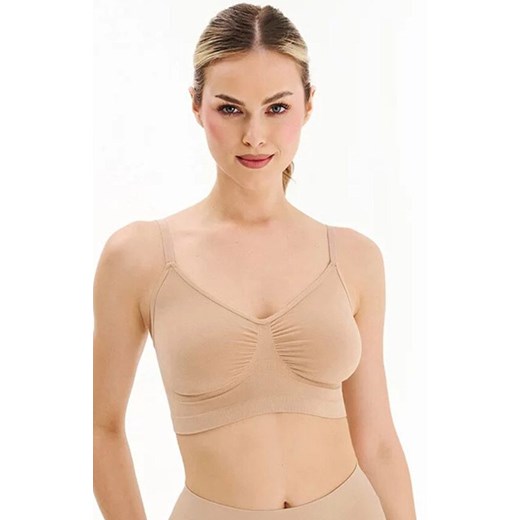 Bezszwowy biustonosz na ramiączkach beżowy Seamless Bra Shape S121, Kolor beżowy, Rozmiar L/XL, Gabriella ze sklepu Primodo w kategorii Biustonosze - zdjęcie 187330483