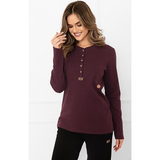 Bawełniana bluzka damska z długim rękawem bordowy melanż Gordo, Kolor bordowy melanż, Rozmiar S, Italian Fashion ze sklepu Primodo w kategorii Bluzki damskie - zdjęcie 187330601