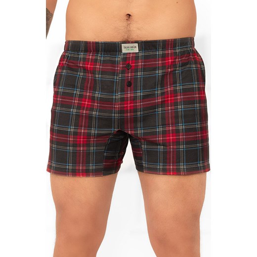 Bawełniane bokserki męskie w kratkę Rusoli, Kolor grafitowo-czerwony, Rozmiar M, Italian Fashion ze sklepu Primodo w kategorii Majtki męskie - zdjęcie 187330622