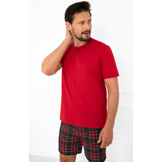 Piżama męska krótki rękaw, krótkie spodnie Rusoli, Kolor czerwony-wzór, Rozmiar M, Italian Fashion ze sklepu Primodo w kategorii Piżamy męskie - zdjęcie 187330624