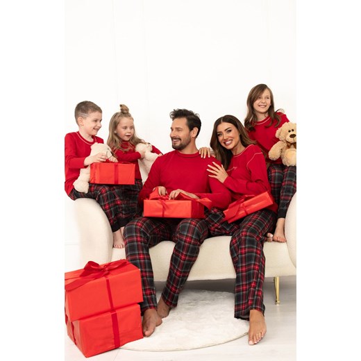 Piżama damska na długi rękaw i długie spodnie czerwona Rozana, Kolor czerwony-wzór, Rozmiar S, Italian Fashion ze sklepu Primodo w kategorii Piżamy damskie - zdjęcie 187330634