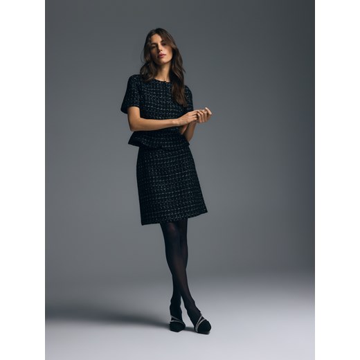 Reserved - Tweedowa spódnica mini - czarny ze sklepu Reserved w kategorii Spódnice - zdjęcie 187331180