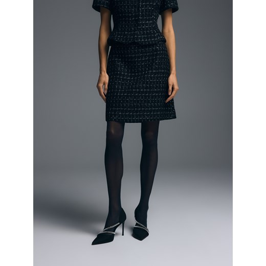 Reserved - Tweedowa spódnica mini - czarny Reserved S Reserved