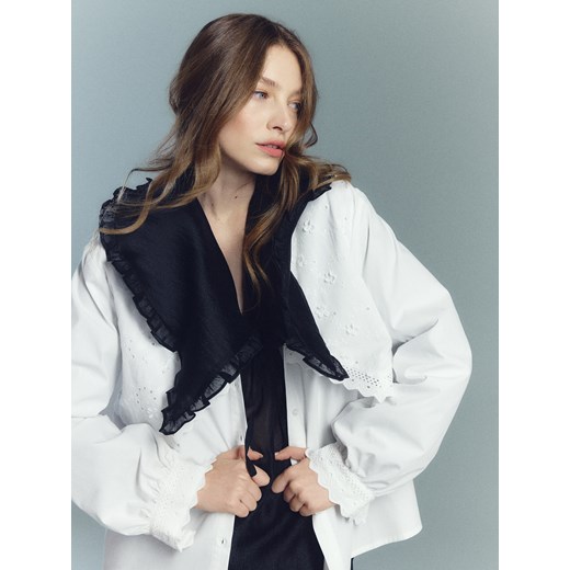 Reserved - Bawełniana koszula z haftem - biały ze sklepu Reserved w kategorii Bluzki damskie - zdjęcie 187331222