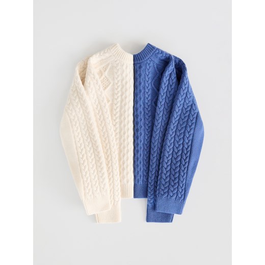 Reserved - Wełniany sweter z domieszką kaszmiru - niebieski ze sklepu Reserved w kategorii Swetry damskie - zdjęcie 187331470