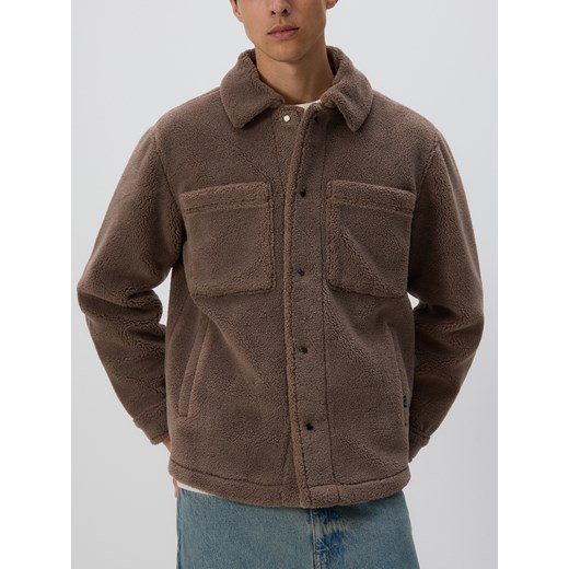 Reserved - Kurtka sherpa z kołnierzem - brązowy ze sklepu Reserved w kategorii Kurtki męskie - zdjęcie 187331492